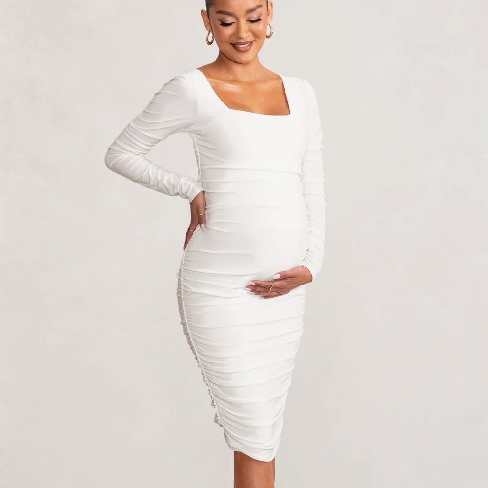 Club L London White Midi Maternity Dress